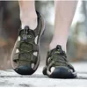 Män klassisk sommar äkta andningsbara läderskor mjuka utomhus romerska sandaler sko sandal