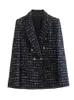 女性のスーツブレザーklkxmyt traf women's blazer set woman2 fuee autunt fashionwoolen blazersショーツ2ピースセットレディース服230311