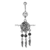 Navel Bell Button Rings D0739 Dream Catcher Aqua.Color Belly Ring Drop Delivery Jewel Body DHGARDEN DHWS1