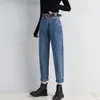 Women's Jeans Mom Jeans Woman Loose High Waist Denim Trousers Vintage BF Style Straight Pants Jeans Washed Cotton Harem Pants Jeans 230311