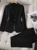 Abiti da donna Blazer da donna Pantalone da donna Completo da lavoro formale da lavoro Giacca e pantaloni Cachi Rosa Nero Donna Manica lunga Set da 2 pezzi 230311