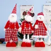 Decorazioni natalizie Top-Santa Claus pupazzo di neve renna bambola presente Babbo Natale con le gambe lunghe in tessuto Mesh Musi