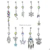Navel Bell Button Rings Rd10001 Belly Ring Mix 10 Styles Aqua.Colors Pcs Heart Skl Cherry Owl Flower Drop Delivery Jewelry Dhgarden Dhgag