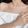 AFSHOR Girocollo di perle d'acqua dolce Fata Collane da donna Moda coreana Pendenti di perle Colletto Tendenza Collo Gioielli Decorazione del collo del partito