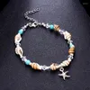 Anklets Boho Women Shell Starfish Koraliki Bransoletka ręcznie robiona boso -gwiazda biżuteria letnia plaża