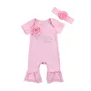 Jumpsuits Född baby Flower Romper Girl Jumpsuit pannband kläder flickor kläder set 230310