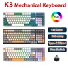 K3 Hot Swappable Gaming Mechanical Keyboard 100 Keys RGB Backlight USB Type-C Wired Gaming Keyboards for Gamer Desktop PC