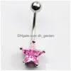 Navel Bell Button Rings D0293 3 Färger Pink Belly Ring Nice Star Style med Piercing Jewlery Body Drop Leverans smycken Dhgarden Dheu3