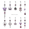 Nombril Bell Button Rings Lb10001 Belly Ring Mix 10 Styles Aqua.Colors Pcs Heart Buttonfly Owl Crown Spider Drop Delivery Juif Dhgarden Dhcw6