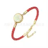 Bracelets Noble chanceux opale pierre disque fantaisie dégradé mature femme fille cadeau peau de vache corde Bracelet