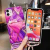 Cross-body Mobile Phone Cases Fashion Luxury Marble Grain Protective Cell Phone Case For Apple IPhone 11 12 14 13 plus pro max Square Triangle Back Cover With Strap