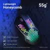 n Lightweight 55g Honeycomb Gaming Mouse RGB Backlit Wired 6 Buttons Programmable 12400 dpi para Windows PC Computador