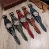 Нарученные часы роскошные мужские мужские часы Quartz Big Dial Vintage Punk Style Fashion Sport Men Кожаный ремешок для браслета подарочный набор