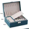 Favor Holders Jewelry Box Necklace Ring Storage Organizer Double Layers Large Capacity Pu Leathers Display Case With Removable Tray Dhpfg