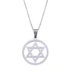 Pendant Necklaces Trendy Hexagram Necklace Magen David Silver Color Islam Arab Jewish Star Chain Jewelry