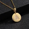 Pendant Necklaces SONYA Small Round A-Z Letters Women/Girl Gold Color Initial CZ English Letter Jewelry Alphabet Gift