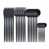 Dinnerware Sets Stainless Steel Cutlery Set Forks Knives Spoons Black Tableware 24 Pcs Fork Spoon Knife Silverware