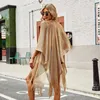 Damen Bademode Neue Quaste Gold Bikini Strand Cover Up Sexy Kleid Tuniken für Frauen 2023 Sommerkleidung Durchsichtige Badeanzug Cover-ups Kaftan Y230311