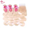 #613 Blonde Color Body Wave Wabe Weave Weave The Puckles с закрывающимися пучками с кружевными средствами для волос королевы