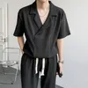 Męskie dresy letnie 3-kolorowe plisowane zestawy mody swobodny krótko-śluzowy koszulka/spodnie Dwukrotne S Korean Loose Ice Silk 230311