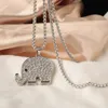 S3506 Fashion Jewelry Rhinestone Elephant Pendant Necklace For Men Women Long Sweater Necklace