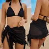 Women's Swimwear 2021 New Women Chiffon Swimwear Pareo Scarf Bikini Cover-Ups Wrap Kaftan Sarong Beach Sexy Skirts 9 Color Swimsuit Cover-Ups Y2303