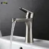 Bathroom Sink Faucets Ewin Stainless Steel Bathroom Basin Faucets Deck Mounted Single Cold Tap Single Hole Drawing Lavatory Sink Faucet 230311