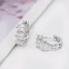 Hoop Earrings MxGxFam White Square Zircon For Women Fashion Jewelry Rhodium Gold Color CZ Good Quality