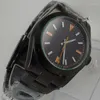 Orologi da polso Luxury 40mm Orologio meccanico da uomo Quadrante nero Vetro zaffiro Movimento MIYOTA Funzione data automatica