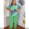 Etniska kläder 2 -stycken Set Women Africa kläder 2023 Dashiki African Fashion Print Tops and Pants Suits Plus Size Party for Lady