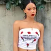 Bustiers Corsets D'été Femmes Sans Bretelles Tube Top Fleur Imprimé Bandeau Lettres Streetwear Hors Épaule Crop