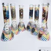 Smoking Pipes Hookahs Luminus Decal Beaker Bong 9.8 4Mm Thickness Heady Glass Bongs Straight With Ice Catches Retro Cartoon Style Dr Dh6M0