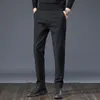 Herrbyxor mingyu varumärke våren höst rand byxor män klassisk affär elastisk midja smal formell kostym svart grå casual byxor man 230311