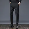 Men's Pants Mingyu Brand Spring Autumn Stripe Pants Men Classic Business Elastic Waist Slim Formal Suit Black Grey Casual Trousers Male 230311