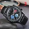 Novos relógios masculinos All Dial Work Quartz Assista a marca de alta qualidade de alta qualidade Cronógrafo relógio de aço e cinto de couro Moda