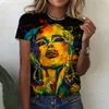 تشييرت للسيدات الربيع والصيف الفتيات الأفريقيات ثلاثي الأبعاد طباعة Tshirt الأزياء على غرار شارع الشارع مثير الفتاة 230311