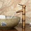 Bathroom Sink Faucets Basin Faucet Antique Brass Bamboo Style Faucet Vintage Bronze Finish Copper Sink Faucet Single Handle Cold Water Mixer Tap 230311