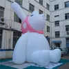White Inflatables Balloon Rabbit com faixa LED e soprador para decoração de teto de boate