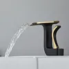 Bathroom Sink Faucets Tuqiu Bathroom Faucet Brass Gold and Black Bathroom Basin Faucet Cold And Water Mixer Sink Tap Deck Mounted White Gold Tap 230311