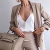 Женские костюмы Blazers Женщины подходят для Blazers Office Lady Lady Color Lock Lock Long Roomves открытый фронт свободный формальный пальто для дам 8 цветов 230311