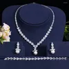 Collana Orecchini Set BeaQueen Elegant Marquise Cubic Zirconia Crystal 3pcs Bracciale Orecchini e perle da sposa JS104