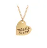 Pendant Necklaces Arrival Big Sis Middle Little Gold Silver Plated Necklace Lettering Heart For Sisters Christmas JewelryPendant