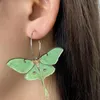 Dangle Earrings Green Butterfly Moth Unusual Acrylic Hanging Pendants For Women Female Girls Funny Statement Vintage Earring Jewelry