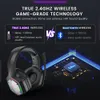 2.4GHz Wireless Headphones E1000 WT 7.1 Surround Wired Gaming Headset Gamer with ENC Mic Low Latency for PC/PS4/PS5/Xbox