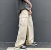 Men's Pants Japanese cityboy heavy cotton overalls wide leg pants European and American street high waist slim hiphop big mouth bag fashion 230311