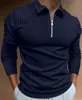 Polos pour hommes S5XL décontracté automne à manches longues polos homme Zip t-shirt hauts rue Golf vêtements vêtements pour 230311