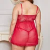 Women's Sleepwear Lace Solid Women Pajama Set Plus Size Sexy Sleepshirts Lingerie See Through Nightgowns Sleeping Dress