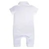 Strampler Baby Jungen Taufstrampler Duschoutfits Born White Einteiler Kurzarm Sommerkleidung Taufgeschenk mit Baskenmütze 230311