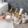 Acessório de banho Conjunto de banheiro de cinco peças Luz de luxo de lavagem de lavagem de enxaguatório bucal de dente japonês El