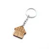 Creative Home Wood Keychain Pendant Gift Mini House Wood Car Bag Keychains smycken Bulkpris